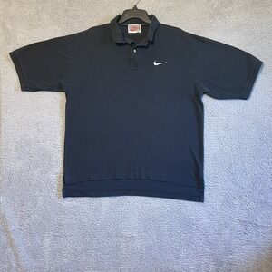 Nike Mens XL Black Short Sleeve Polo Shirt Embroidered Swoosh Made in USA